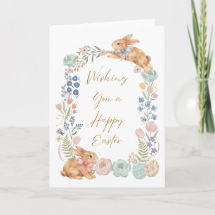 Paashaas Bloemenaquarel Feestdagen Kaart