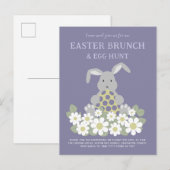 Paashaas Bloemenei Jacht en brunch Uitnodiging Briefkaart (Voorkant / Achterkant)