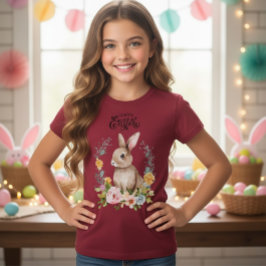 Paashaas Bloemenkrans Meisjes T-shirt