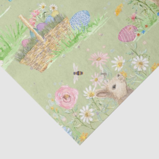 Paashaas Bloemenvlinder Munt Groene Decoupage Tissuepapier (Detail)