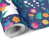 Paashaas bloemig cadeaupapier (Rol Hoek)