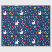 Paashaas bloemig cadeaupapier (Vlak)