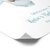 Paashaas Blue Clothesline Baby shower Welkom Poster (Hoek)