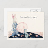 paashaas boer kruiwagen ei feestdagenkaart (Voorkant / Achterkant)