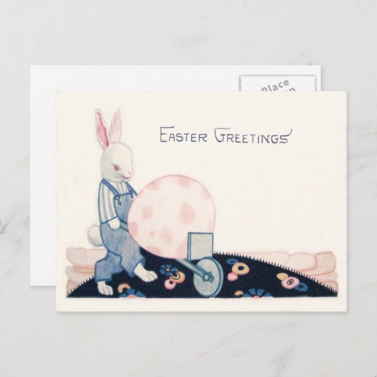 paashaas boer kruiwagen ei feestdagenkaart (Voorkant / Achterkant)