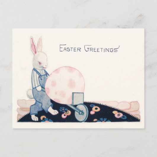 paashaas boer kruiwagen ei feestdagenkaart (Voorkant)