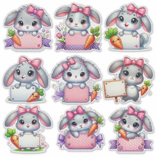 Paashaas Bord Houder Set 2 Sticker (Voorkant)