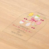 Paashaas Brunch Egg Hunt Cherry Coquette Bow Acryl Uitnodigingen (Laagn)