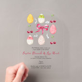 Paashaas Brunch Egg Hunt Cherry Coquette Bow Acryl Uitnodigingen (Insitu (Draagbaar))