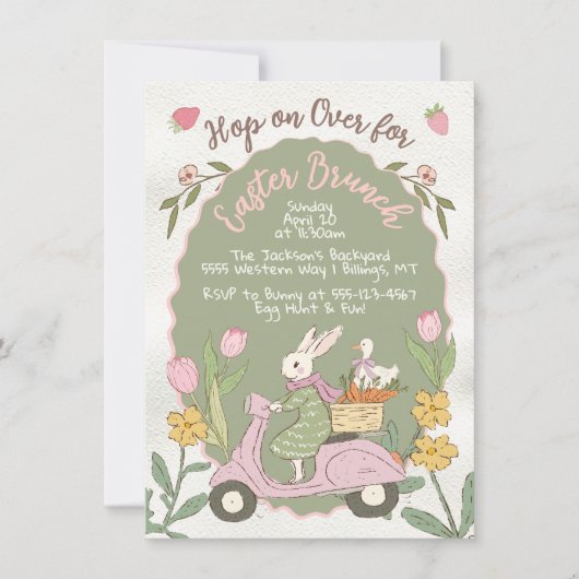 Paashaas Brunch Egg Hunt Party Kaart (Voorkant)