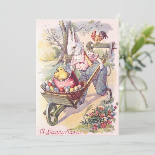 paashaas chick gekleurd ei kaart (Staand voorkant)