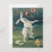 paashaas chick spelen lelie feestdagenkaart (Voorkant / Achterkant)