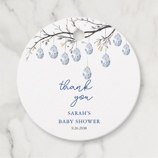 Paashaas Chinoiserie Baby shower Bedankjes Labels (Voorkant)