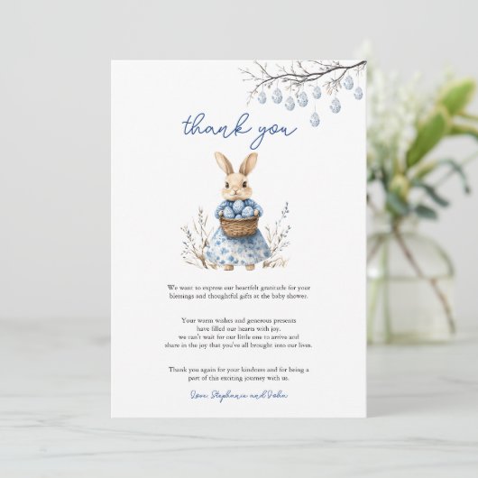 Paashaas Chinoiserie Baby shower Bedankkaart (Staand voorkant)