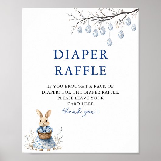 Paashaas Chinoiserie Baby shower Luier Raffle Poster (Voorkant)