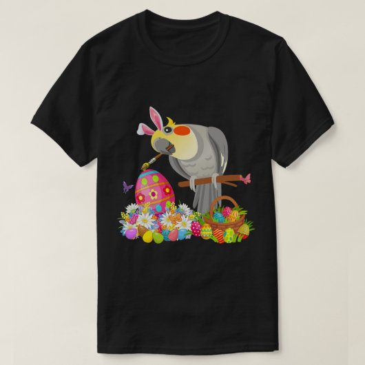Paashaas Cockatiel Tekening Chocolade Eieren Liefd T-shirt (Design voorkant)
