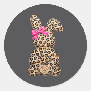 Paashaas Coquette Strik Luipaard Ronde Sticker