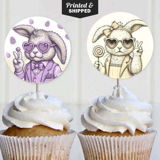  paashaas Cupcake Topper Ronde Sticker