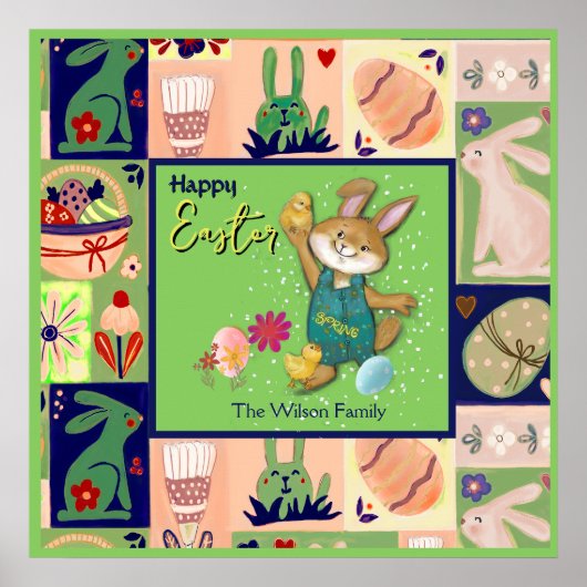 Paashaas Custom Kleurrijk Poster (Voorkant)