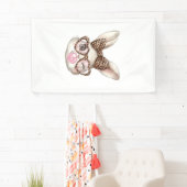 Paashaas Cute Bril Luipaard Konijn Konijn Eenvoudi Spandoek (Insitu)