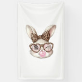 Paashaas Cute Bril Luipaard Konijn Konijn Eenvoudi Spandoek (Verticaal)