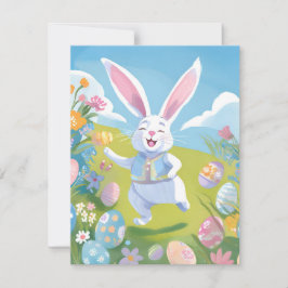 Paashaas | Cute Pasen Pastel Wilde Bloem Feestdagenkaart