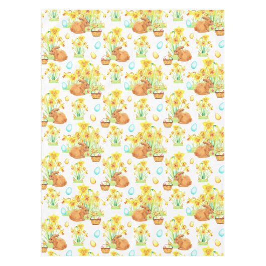 Paashaas Daffodils Lente Tafelkleed (Voorkant)