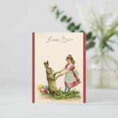 paashaas dansen met een klein meisje briefkaart (Staand voorkant)
