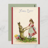 paashaas dansen met een klein meisje briefkaart (Voorkant / Achterkant)