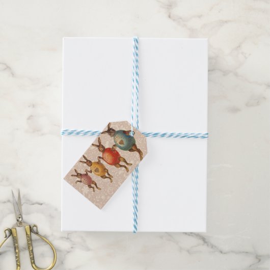 Paashaas dansende eieren cadeaulabel (Met Touw)