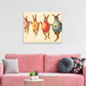 Paashaas dansende eieren canvas afdruk (Insitu (Woonkamer))