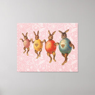 Paashaas dansende eieren canvas afdruk