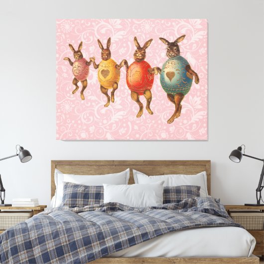 Paashaas dansende eieren canvas afdruk (Insitu (Slaapkamer))