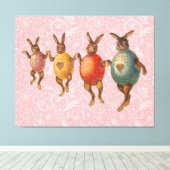 Paashaas dansende eieren canvas afdruk (Insitu (Houten vloer))