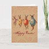 Paashaas dansende eieren feestdagen kaart (Voorkant)