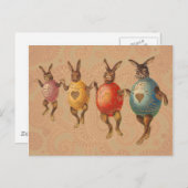 Paashaas dansende eieren feestdagenkaart (Voorkant / Achterkant)