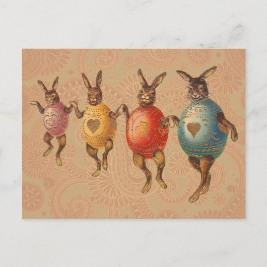 Paashaas dansende eieren feestdagenkaart (Voorkant)