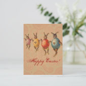 Paashaas dansende eieren feestdagenkaart (Staand voorkant)
