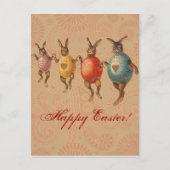 Paashaas dansende eieren feestdagenkaart (Voorkant)