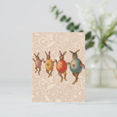 Paashaas dansende eieren feestdagenkaart (Staand voorkant)