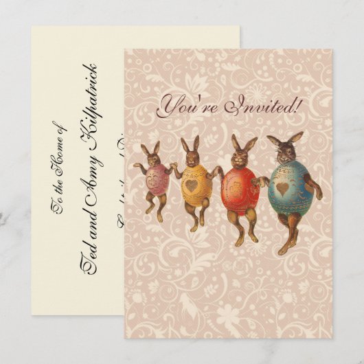 Paashaas dansende eieren kaart (Voorkant / Achterkant)