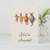 Paashaas dansende eieren kaart (Staand voorkant)