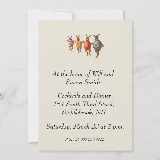 Paashaas dansende eieren kaart (Achterkant)