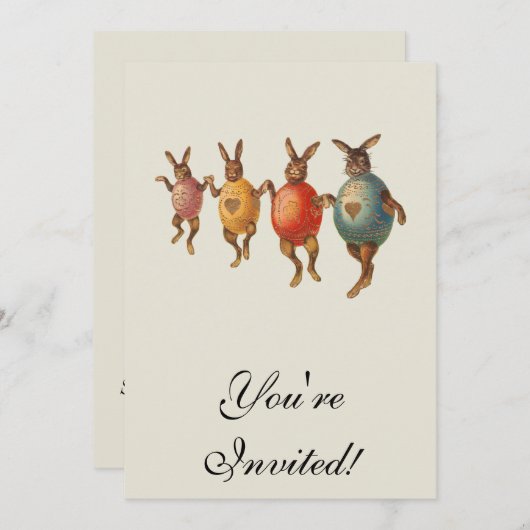 Paashaas dansende eieren kaart (Voorkant / Achterkant)