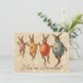 Paashaas dansende eieren kaart (Staand voorkant)