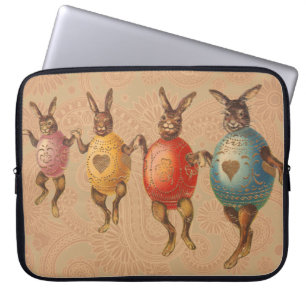Paashaas dansende eieren laptop sleeve