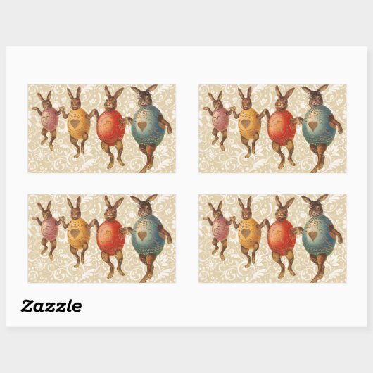 Paashaas dansende eieren rechthoekige sticker (Vel)