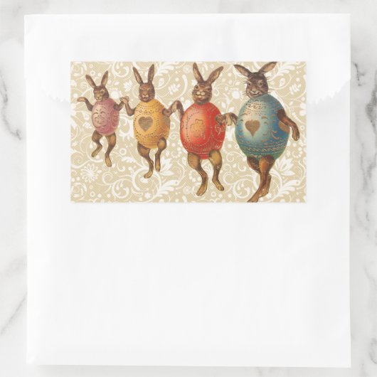 Paashaas dansende eieren rechthoekige sticker (Tas)