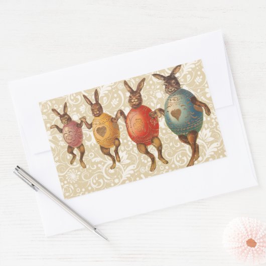 Paashaas dansende eieren rechthoekige sticker (Envelop)