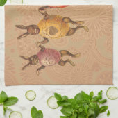 Paashaas dansende eieren theedoek (Gevouwen)